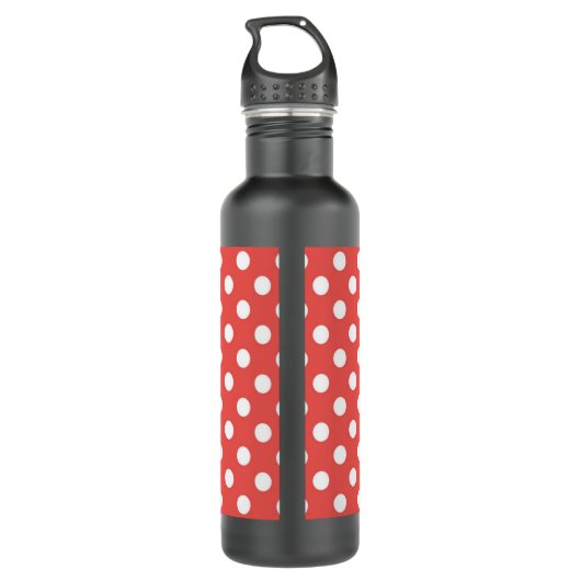 Bouteille D'eau Red Polka Dot Pattern Black Monogram (Dos)