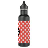 Bouteille D'eau Red Polka Dot Pattern Black Monogram (Droite)