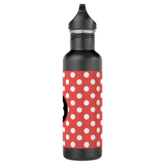 Bouteille D'eau Red Polka Dot Pattern Black Monogram (Droite)
