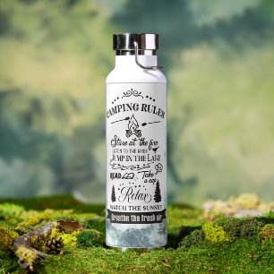 Bouteille D'eau Règles de camping des arbres de la forêt d'aquarel