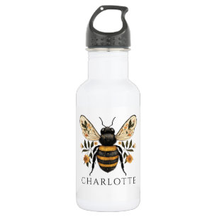 Bouteille D'eau Reine Abeille Florale Personnalisée