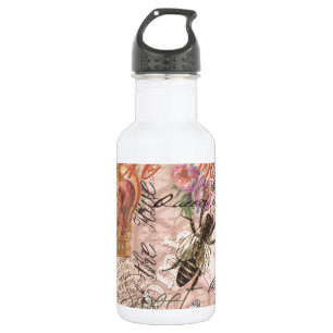 Bouteille D'eau Reine Abeille Vintage Beau Collage