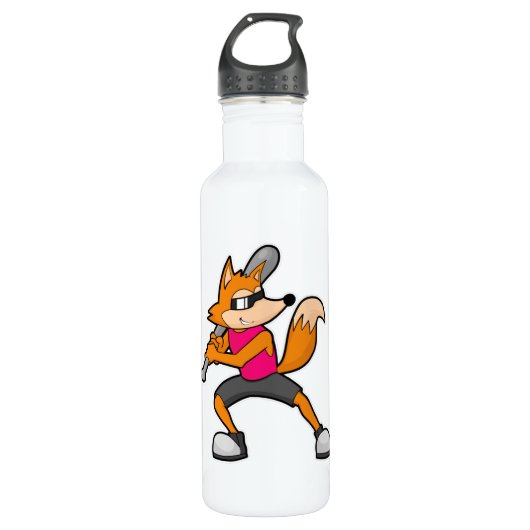 Bouteille D'eau Renard au baseball avec batte de baseball (Devant)