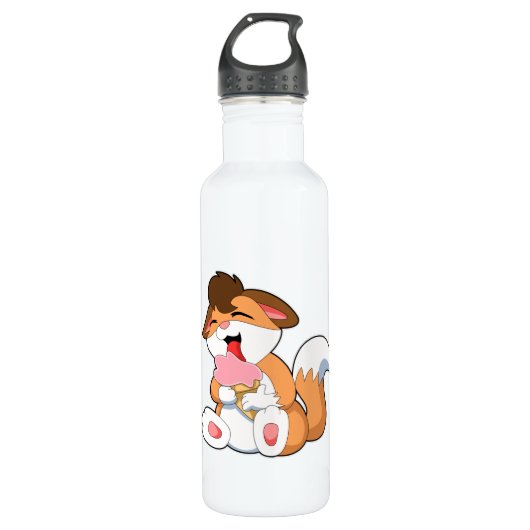 Bouteille D'eau Renard avec crème glacée fraise (Devant)