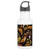 Bouteille D'eau Renard d'automne sur noir (Devant)