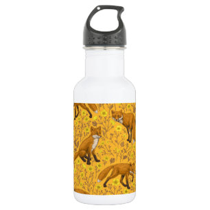 Bouteille D'eau Renards et papillons sur orange