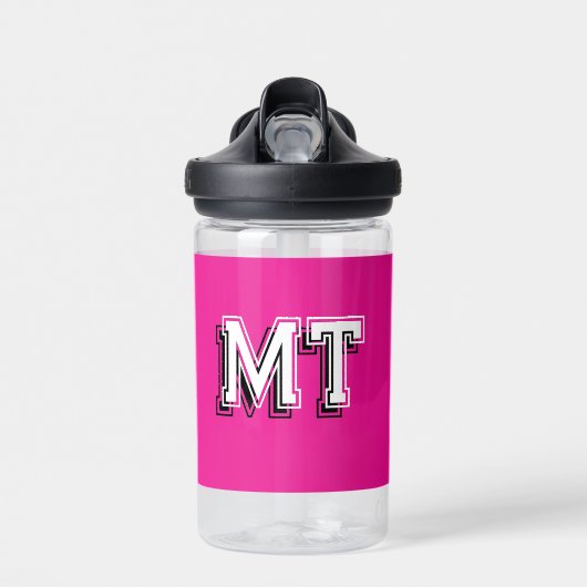Bouteille D'eau Retour à l'école Monogramme Initiale Féminin Rose (Avant)