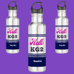 Bouteille D'eau Retour Personnalisé À L'École Bonjour KG2<br><div class="desc">Personnalisé Retour à l'école Hello KG2 bouteille d'eau en acier inoxydable. Customisez-le avec votre nom pour un look chic girly unique.</div>