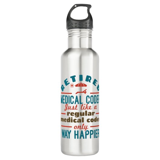 Bouteille D'eau Retraité Médicale Coder Funny Retraite Happier (Devant)