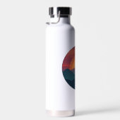 Bouteille D'eau Retro Blue Mountain Sunset | Nature Watercolor Art (Plage)