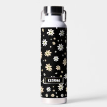 Retro Daisy Floral Pattern Boho Personnalisé Noir