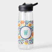 Bouteille D'eau Retro Floral Initial – Monogram Gift for Her (Gauche)