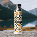 Bouteille D'eau Retro Groovy Daisy Checkerboard Personalized Name<br><div class="desc">Retro Groovy Daisy Checkerboard Personalized Name Thor Copper Insulated Bottle features a groovy daisy pattern on a black and white checkerboard pattern background with your custom text or personalized name in the center. Perfect as a gift for family and friends for Christmas, birthday, holidays, Mother's day, work colleagues and more....</div>