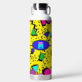 Bouteille D'eau Retro Jaune 80s Memphis Abstrait (Avant)