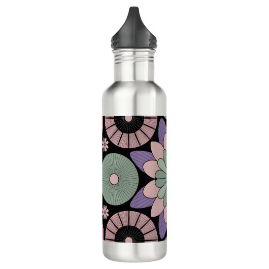 Bouteille D'eau Retro Pastel Floral Mandala Symmetry (Gauche)