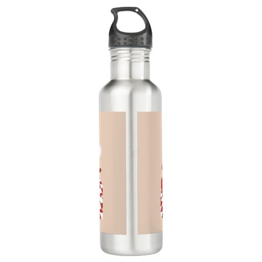 Bouteille D'eau Retro Père Noël Joyeux Noël rose (Dos)