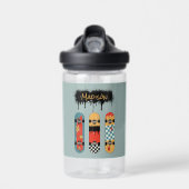 Bouteille D'eau Retro Skateboard Blue Cool Nom personnalisé (Avant)