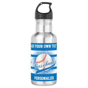 Bouteille D'eau Rétro style bleu de base-ball