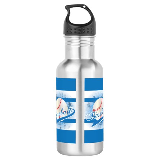 Bouteille D'eau Rétro style bleu de base-ball (Dos)