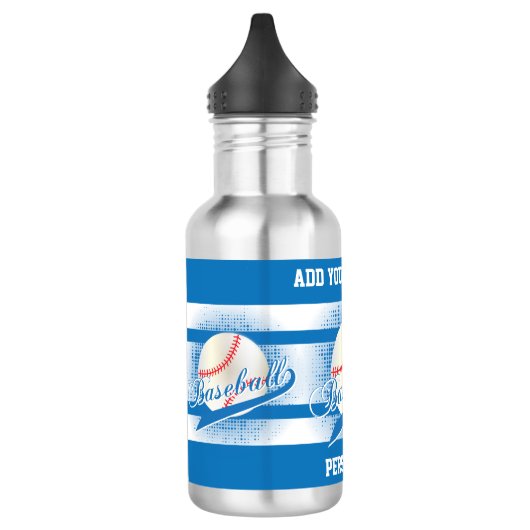 Bouteille D'eau Rétro style bleu de base-ball (Gauche)