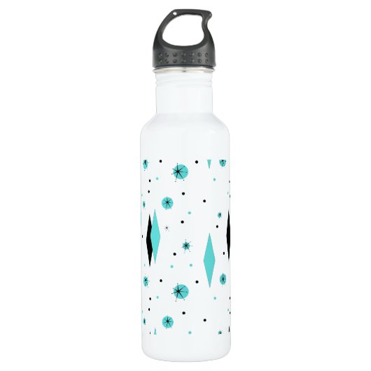 Bouteille d'eau Retro Turquoise Diamants & Starbur (Devant)