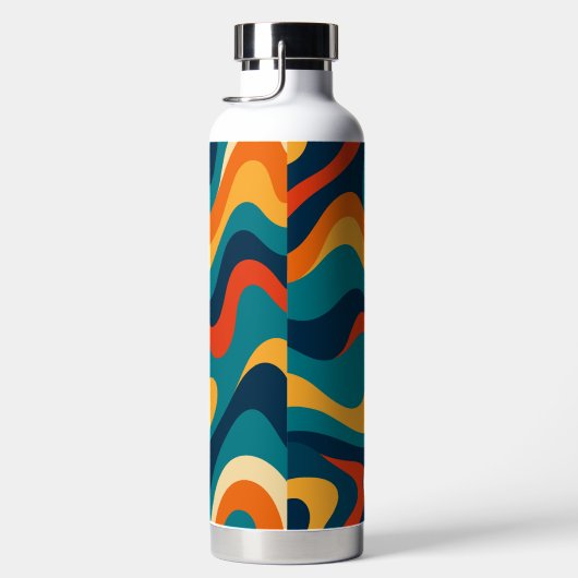 Bouteille D'eau Retro Wavy Pattern Modern Abstract  (Droite)