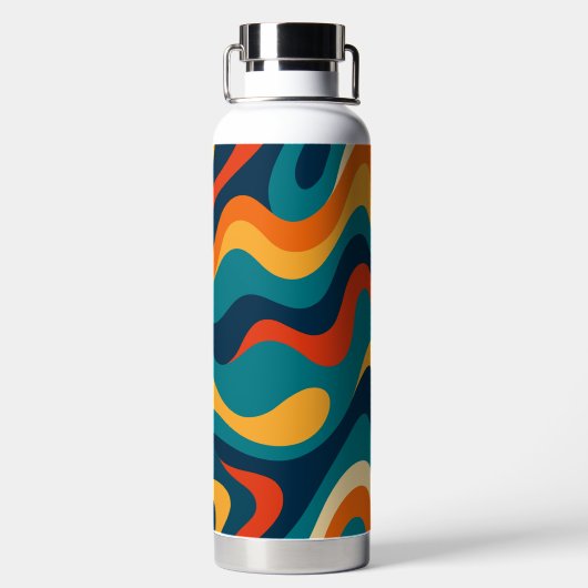 Bouteille D'eau Retro Wavy Pattern Modern Abstract (Plage)
