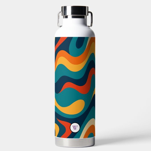 Bouteille D'eau Retro Wavy Pattern Modern Abstract (Avant)