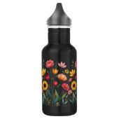 Bouteille d'eau réutilisable noire florale (Gauche)