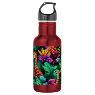 Bouteille D'eau Rêves de girafe de jungle motif de surface transpa