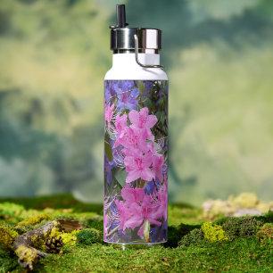 Bouteille D'eau Rhododendrons roses et violets Floral