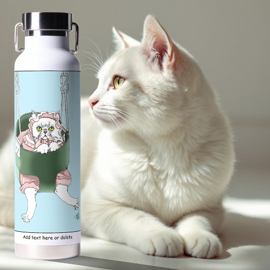 Bouteille D'eau Robe rose Chat Blanc Drôle