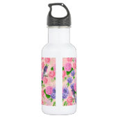 Bouteille D'eau Robin et fleurs, motif aquarelle (Dos)