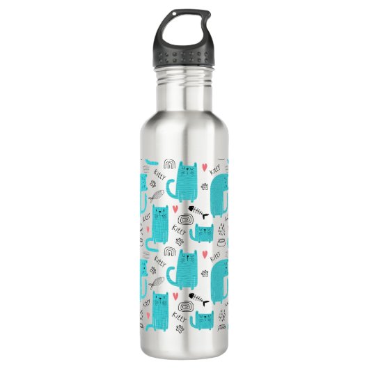 Bouteille D'eau Robin Oeuf Bleu Cute Chat Motif (Devant)