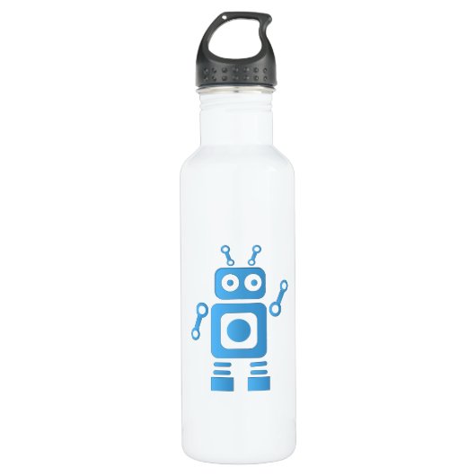 Bouteille D'eau Robot rétro bleu (Devant)
