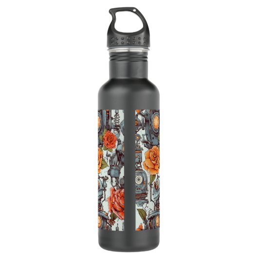 Bouteille D'eau Robots et fleurs lumineuses (Dos)