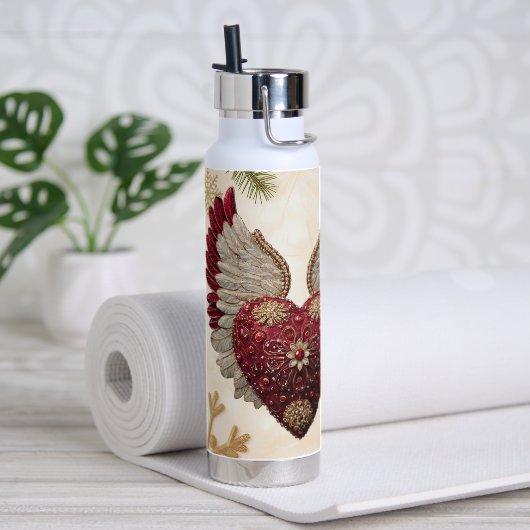 Bouteille D'eau "Romance Cœur Écarlate" (Yoga (pivotée))