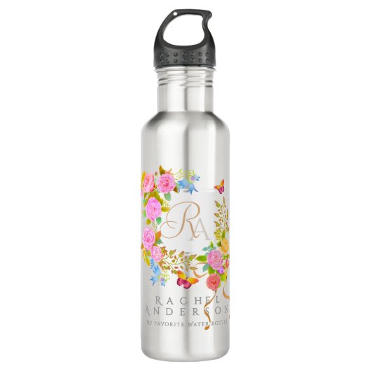 Bouteille D'eau Romantics Blooming Garden Monogramme (Devant)
