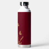 Bouteille D'eau Romantique élégant or floral bordeaux  (Droite)