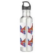 Bouteille D'eau Rooster Poulet Rouge bleu aquarelle art Garçons (Dos)