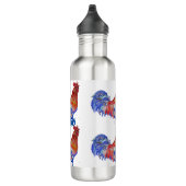 Bouteille D'eau Rooster Poulet Rouge bleu aquarelle art Garçons (Droite)