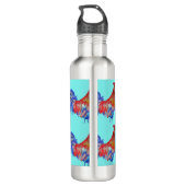 Bouteille D'eau Rooster Poulet Rouge Bleu aquarelle d'art Garçons (Dos)