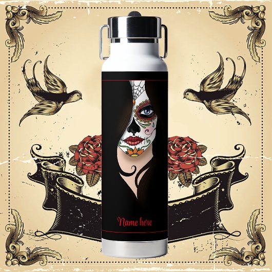 Bouteille D'eau Rosa Sugar Skull Portrait