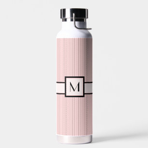 Bouteille D'eau Rose avec Pinstripes Noires