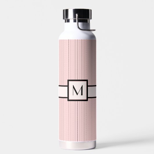 Bouteille D'eau Rose avec Pinstripes Noires (Gauche)
