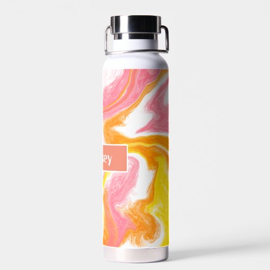 Bouteille D'eau Rose, Corail, Jaune, Art Fluide (Arrière)