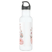 Bouteille D'eau Rose d'aquarelle Wreath personnalisée | BLANCHE (Dos)