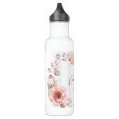 Bouteille D'eau Rose d'aquarelle Wreath personnalisée | BLANCHE (Gauche)