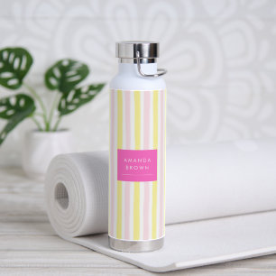 Bouteille D'eau Rose et jaune rayé Élégant Simple Tendance