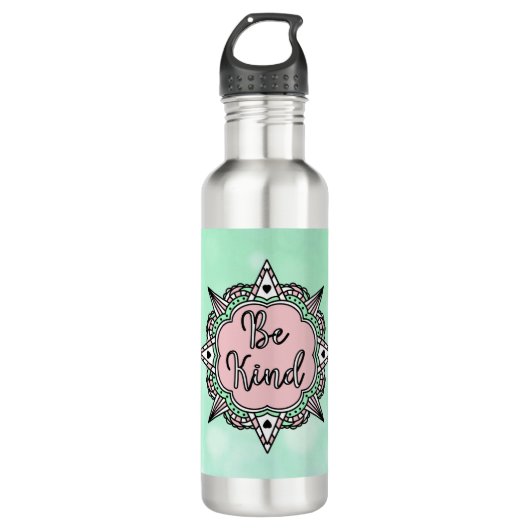 Bouteille D'eau Rose et Mint vert Be Kind (Devant)